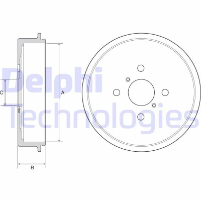 Imagen de DELPHI BF552 Tambor de Freno sin anillo sensor ABS, cojinete rueda, apoyo 243 TOYOTA: Yaris II Hatchback norauto, oscaro, mister auto