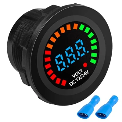 Imagen de MEIRIYFA DC 12v 24v voltímetro de batería a bordo pantalla LED digital color impermeable vehículo camión alternativa