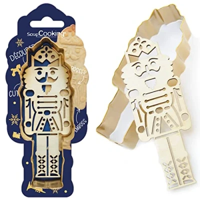 Imagen de ScrapCooking Kit de cortadora y embosador madera cascanueces Cortador galletas navideñas cumpleaños acero inoxidable para en relieve Molde accesorios pastelería 2097