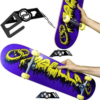 Imagen de MEOLLO Soporte Colgador de pared para Skateboard y Longboard (100% Acero) (Negro X1)