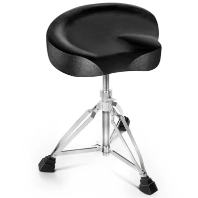 Imagen de CAHAYA Taburete para Batería de Silla Montar, Negro, Asiento Acolchado Ajustable, Rotación, Pies Antideslizantes