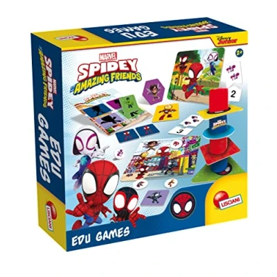 Imagen de LISCIANI MARVEL SPIDEY Edugames Juego Educativo de superhéroes para niños a partir 2 años Set 10 juegos Cartón y 8 Cilindros Plástico Destreza Manual Estimula la Creatividad