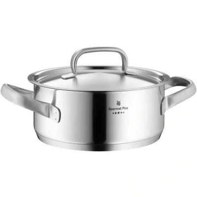 Imagen de WMF Gourmet Plus Olla Baja 20 cm Ø de 2,5L Sin Recubrimiento Antiadherente Acero Inoxidable Cromargan Con Tapa Metálica, Apta para Todo Tipo Cocinas