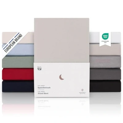 Imagen de Blumtal Juego de 1 Sábana Bajera Ajustable Premium 150 g/m² Super Suave 100% algodón Franela, para colchón 15 cm Altura, Moonlight Grey Gris, Cama 135: 135/140 x 190/200cm