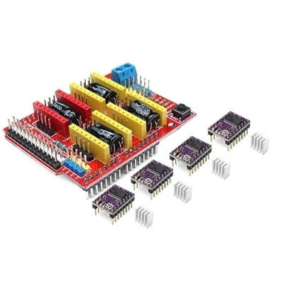 Imagen de TECNOULAB 1 Uds. Placa de expansión CNC Shield V3 + 4 módulo Controlador Motor Paso a DRV8825 para Impresora 3D