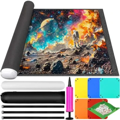 Imagen de ZQEJEFD Tapete Puzzle, para Enrollar Puzzles 1000 1500 2000 3000 Piezas, Puzzle Mat Roll Up Pad, Estera de Rompecabezas Portátil, Fieltro Accesorios Puzzles,Gris