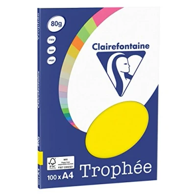 Imagen de Clairefontaine Trophée Mini resma de papel, Amarillo Fluo, 100 hojas, A4, 21 x 29.7 cm