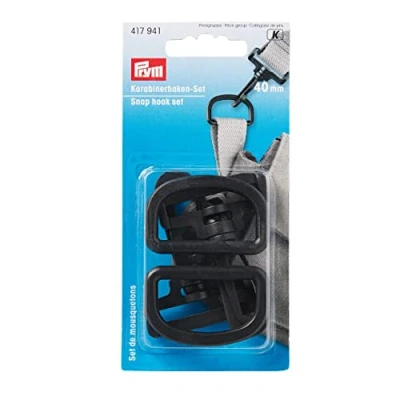 Imagen de Prym 417941 KST Juego de mosquetones (40 mm), Color Negro Snap Hook Set, Black, 14 x 7 1.5 cm