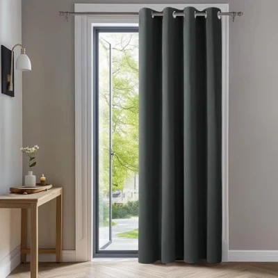 Imagen de Deconovo Cortinas Dormitorio Salon Opacas Moderna con Ojales, Termicas Aislantes Frio y Calor 140x260 cm(Ancho x Alto) Gris Oscuro, 1 Pieza