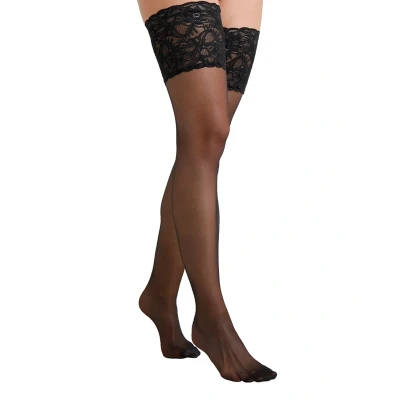 Imagen de Falke Seidenglatt 15 Denier Stockings Transparent Silky Calcetines por encima de la rodilla, Mujer, Talla: 35/37, Black