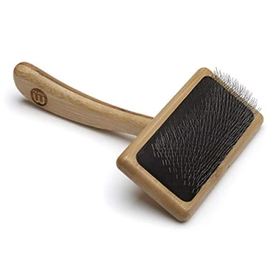 Imagen de Mikki Cepillo Slicker de Bambú con Cerdas Suaves para Pelo Medio o Largo y Rizado, Perros Gatos, Fabricado Sostenible, Eliminar Enredos Nudos del Pelo, Mediano 80 g