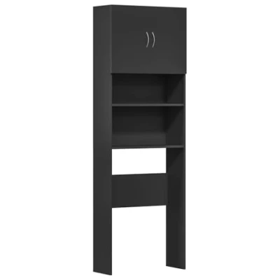 Imagen de vidaXL Armario de Lavadora Madera ingeniería Negro 64x24x190 cm, Lavadora, lavandería, lavandería