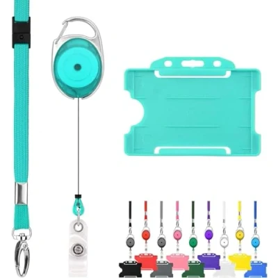 Imagen de Lanyards Tomorrow.co.uk Paquete triple de 10 cordones retráctiles y porta credencial LanyardsTomorrow El juego incluye lisos, mosquetón extensible, clips carrete Yoyo soportes rígido