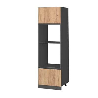 Imagen de Vicco Armario para microondas R Line, Roble Dorado/Antracita, 60 cm Forma de J