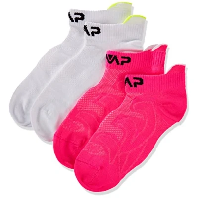 Imagen de CMP Calcetines deportivos ultraligeros para niños, Blanco Rosa Fluo, 28/30