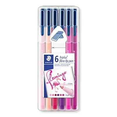 Imagen de Staedtler Triplus Color 323 SB6CS6. Rotuladores de colores punta fina multicolor. Estuche con 6 Flamingo