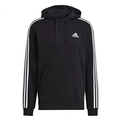 Imagen de adidas Essentials Fleece Sudadera con capucha, Black/White, M Hombre