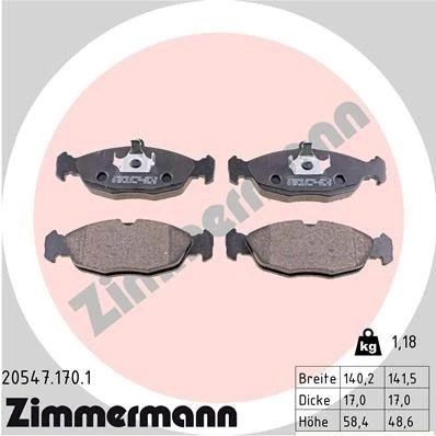 Imagen de ZIMMERMANN 20547.170.1 Juego de pastillas freno preparado para indicador desgaste Foto correspondiente a la entrega OPEL: Astra F CC