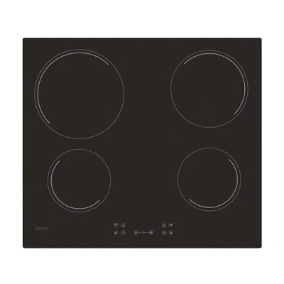 Imagen de Candy CH64CCB, Placa Vitrocerámica, 4 Zonas , 60CM, 10 Niveles de Potencia, 6,5KW, Mandos Centrales, Bloqueo Seguridad, Indicador Calor, Alerta Sobrecalentamiento y Derrames, Negro
