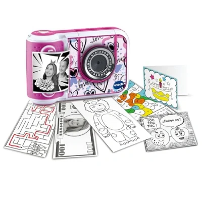 Imagen de VTech Kidizoom Print CAM Rosa, Cámara de Fotos instantáneas y vídeos para niños +5 años, Impresión Instantánea, Plantillas, Efectos Marcos, Versión ESP