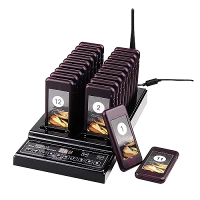 Imagen de Retekess T112 Sistema de Llamadas Restaurante, Buscapersonas, 36 Horas Trabajo, 500M, 998 Canales, Indicador Batería Baja, Avisador Clientes para Bar, Hotel, Logística Negro