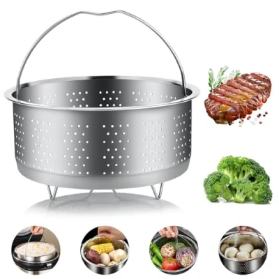 Imagen de Williyatt Cesta de Vapor Inoxidable 304, Vaporera Multiusos con Mango, Verduras, CoccióN Al Vapor, para Pescado, Huevos (20)