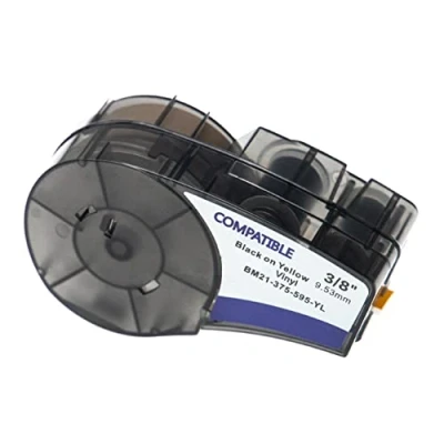Imagen de vhbw Cinta de escritura reemplaza Brady M21 375 595 YL para impresora etiquetas 9,53 mm negro a amarillo, vinilo