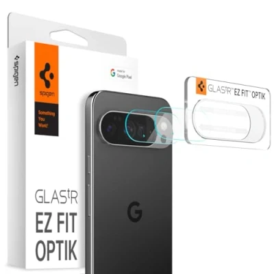 Imagen de Spigen Glas.tR EZ Fit Optik Protector de Cámara para Google Pixel 10 Pro, 2 Unidades, Transparente, Cristalina, Cobertura Total, Kit instalación, Dureza 9H, Anti Arañazos