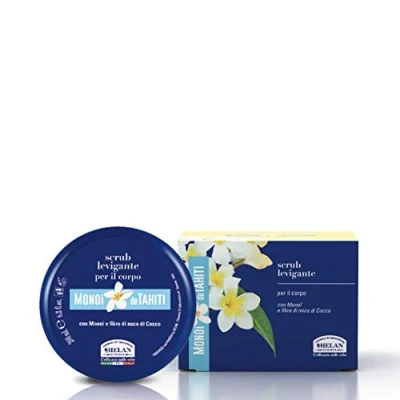 Imagen de Helan, Monoi de Tahiti, Exfoliante Corporal Suavizante, Protege la Piel contra el Sol para Prevenir Eritemas y Quemaduras, Gel Enriquecido con Extractos Coco un Bronceado Uniforme, 200 ml