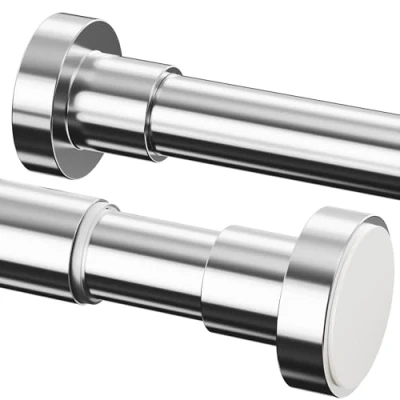 Imagen de 1 barra de ducha sin agujeros, sujeción ajustable para armario, baño (62 85 cm, φ25 mm, plata clara)