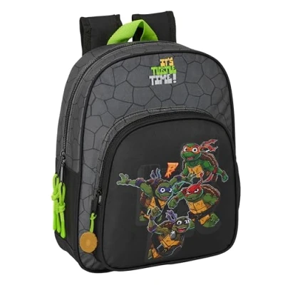 Imagen de Safta TORTUGAS NINJA Mochila Escolar Infantil, Ideal para Niños de Diferentes Edades, Cómoda y Versátil, Calidad Resistencia, 27x10x33 cm, Color Gris/negro