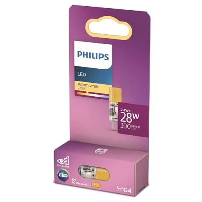Imagen de Philips LED Bombilla estándar, sustituye a las halógenas de 28 W, casquillo G4, luz blanca cálida 2700 K