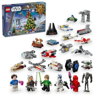 Imagen de LEGO calendario de Adviento Star Wars 2024 para niños, Navidad con 18 mini construcciones y 5 minifiguras, a partir 6 años, idea regalo niños niñas, 75395