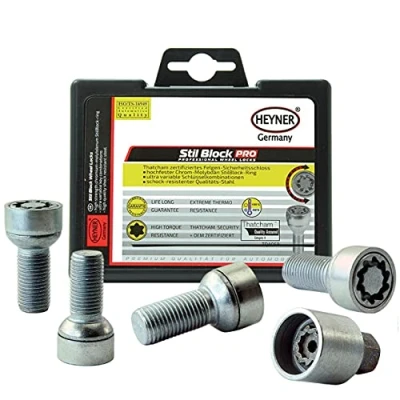 Imagen de HEYNER Alemania 085/5 Juego de 4 tornillos seguridad para coche (antirrobo, VW Golf 8)