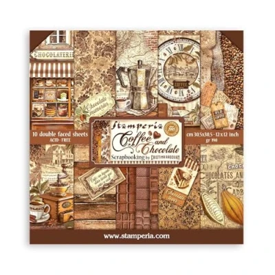 Imagen de Stamperia Scrapbooking Pad 10 hojas cm 30,5 x (12 12) Coffee and Chocolate