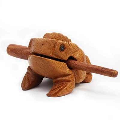Imagen de Aussel Guiro rana que croa de madera con martillo, Instrumento musical sonido bloque, Feria Instrumentos percusión Comercio