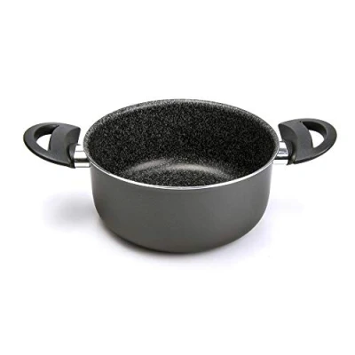 Imagen de Alluflon Tradizione Italia Cazuela con Asas, Superficie de Piedra, Revestimiento Antiadherente y Antirayaduras, Apta para el Lavavajillas, 18 cm