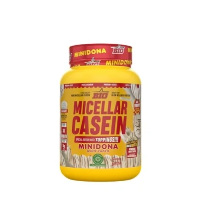 Imagen de BIG Caseina Micelar de Maxima Calidad, Proteina Liberacion Sostenida para Recuperacion y Masa Muscular, Textura Cremosa (Con toppings (trocitos), Minidona White)
