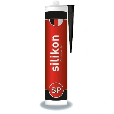 Imagen de Cartucho de silicona sanitaria 310 ml, color negro, sellador juntas para baño, ducha, cocina, resistente al agua con efecto protector, moho, a los rayos UV y la intemperie