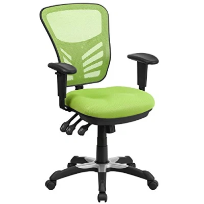 Imagen de Flash Furniture Silla De Oficina ergonómica giratoria ejecutiva multifunción Malla con Brazos Ajustables, Espuma, Verde, Conjunto 1