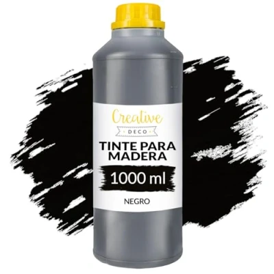 Imagen de Creative DECO 1L Barniz Madera Interior Tinte al Agua Color Negro Secado Rápido No Tóxico para Paneles de Madera, Parquet, Hormigón, Ladrillo, Papel Pintado y Más Alta Eficacia
