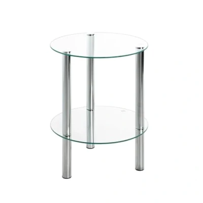 Imagen de HAKU Möbel Mesa auxiliar cromo, Metal, cristal de seguridad Dim.: AL 47 cm x diámetro 35 cm, Estilo: Moderno
