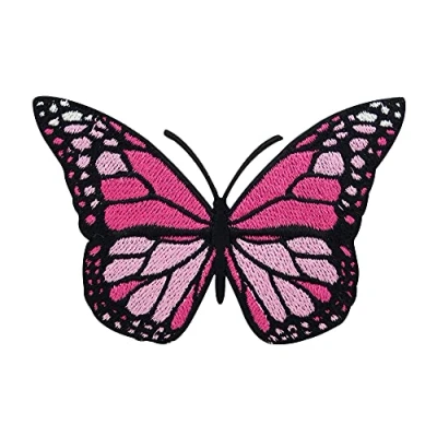 Imagen de Parche de mariposa rosa Parches Termoadhesivos Planchado para Ropa Aplique Codera Rodillera Bordado DIY Finally Home