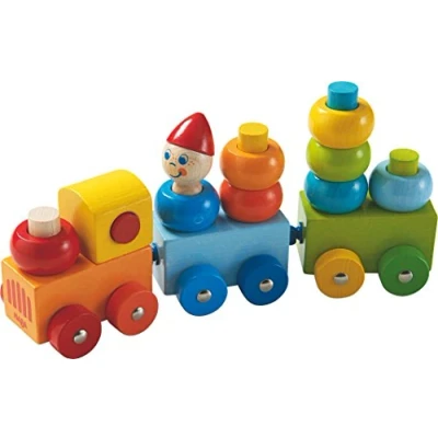Imagen de HABA 5126 Wooden Discovery Train Curly Colour 17 Pieces for Ages 12 Months and Up (Made in Germany)