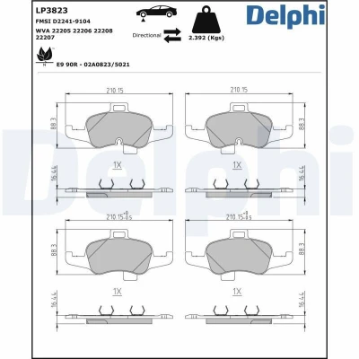 Imagen de Juego de pastillas DELPHI LP3823