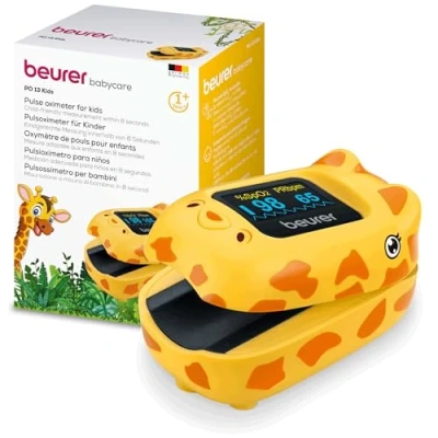 Imagen de Beurer PO 13 Kids Oxímetro de pulso dedo para niños a partir 1 año, medición y saturación oxígeno en segundos, formato pequeño, alineación automática la pantalla, con bolsa