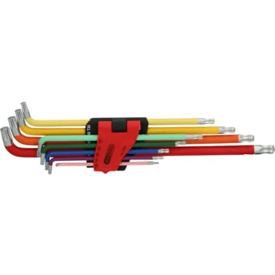 Imagen de KS Tools 151.4530 Juego de llaves Allen Torx con cabeza bola, extralargas y en ángulo 108, 9 pzs