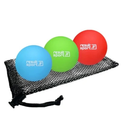 Imagen de ResultSport Lacrosse Pelota de masaje para espalda, juego 3, punto gatillo, recuperación fascitis plantar, reflexología del estrés, bola miofásica y fisioterapia