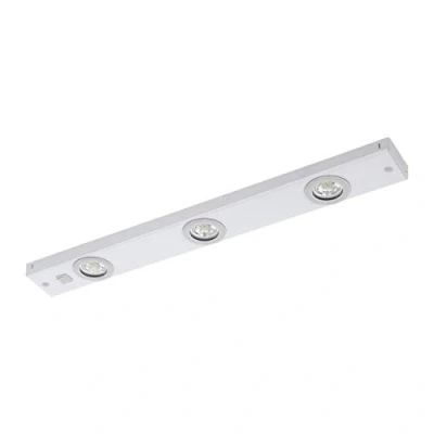 Imagen de EGLO Kob luz led para montar bajo mueble, lámpara de cocina 3 focos metal blanco con interruptor basculante, cocina, cálido