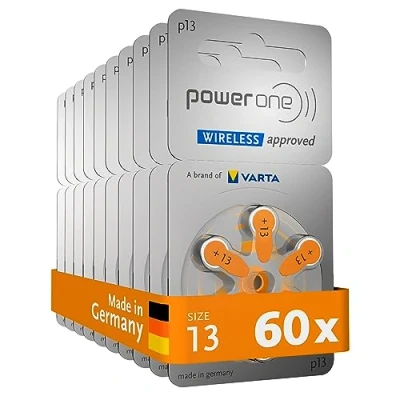 Imagen de Varta PowerOne P 13 Pilas para audífonos PR48, 310 mAh, 1,45 V, 60 Unidades